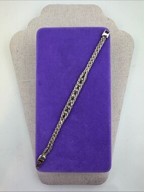 💛 Vintage Gold Plated Rope Chain Bracelet | Black & Clear Crystals